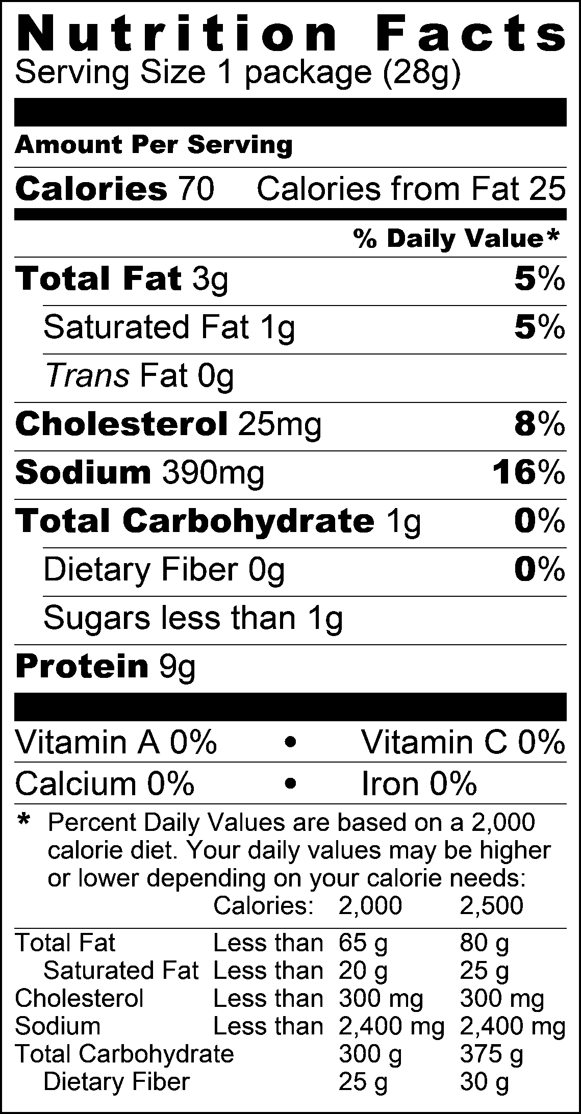 Pickle Meat Stick Nutrition Facts